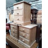 Three pine bedside cabinets