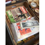 A box of ephemera including football and Men Only magazines