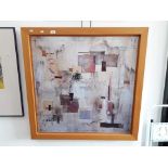 A large contemporary print on board, 89 x 88 cm, framed.