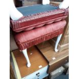 A drop leaf table, bedside cabinet and 2 dressing table stools