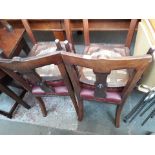 Four Victorian leather seat dining chairs