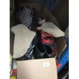 A box with collection of ladies shoes to include Pierre Cardin, Koi Couture, wellies, etc.