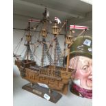Wooden model galleon