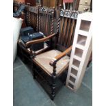 A set of eight oak rush seated chairs