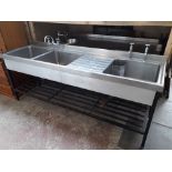 Two large stainless steel sink units