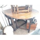 An oak drop leaf table