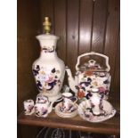 A table lamp and other pieces of Masons Ironstone -Blue Mandalay