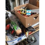 3 boxes of misc tools to include cordless drills, etc.