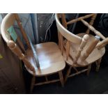 Three light wood chairs