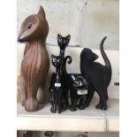 Five cat ornaments