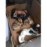 A box of pottery animal ornaments