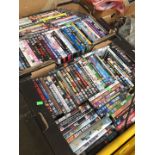 Two boxes of DVDs