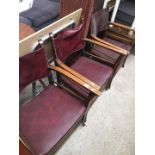 3 mahogany and leather armchairs