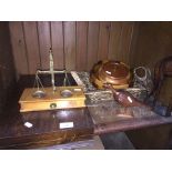 A shelf of wooden ware