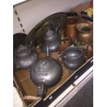 Box of pewter and other metalware