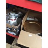 2 boxes of kitchenware and ornaments to include vases, mugs, plates, etc.