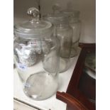 Three glass jars