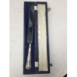 Silver handled bread knife - boxed