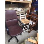 Two chairs, a stool and an office chair