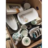 A box of ceramics, ornaments, etc.