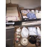 Three boxes of pottery