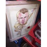 A caricature print of Andrew Flintoff