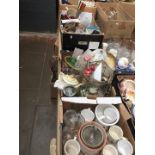 Four boxes of glass, pottery and misc items
