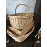 Three wicker baskets