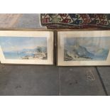 After Thomas Leeson Rowbotham, a pair of Italian lake scenes, 40x68cm each, framed and glazed.