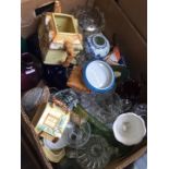 A box of ceramics, etc.