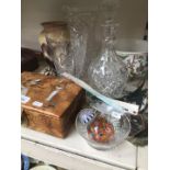 Glassware etc. and a jewellery box