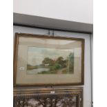 Henry Hilton, a 19th century country cottage and landscape watercolour, 50 x 28cm, glazed and