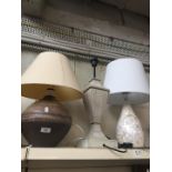 Three table lamps