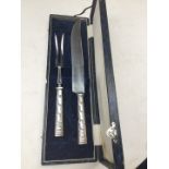Cased Japanese 950 Sterling silver meat servers