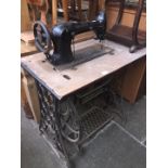 A Singer trestle sewing machine