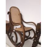 A child's bentwood and bergere rocker