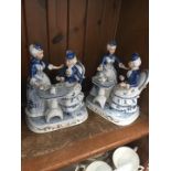 Pair of continental porcelain figure groups
