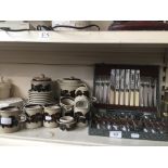 Canteen of cutlery and Arabia Finland teaware