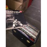 A box of Hip-Hop 12" singles and LPs