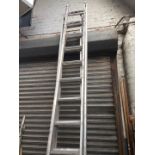 A pair of extending aluminium ladders