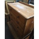 A pine chest of drawers