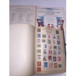 The Movaleaf stamp album (part filled) and Oldhams Encyclopedia for children