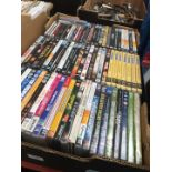 A box of CDs and DVDs.