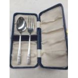 2 piece silver child's christening set - boxed