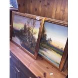 Two landscape oil on canvas', H. Walton & T. Wills, 50 x 37cm each, framed.
