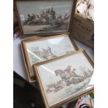 4 Hunting scene Etchings with Gilt frames