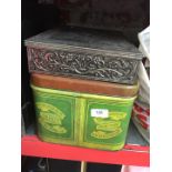 2 vintage tin boxes.