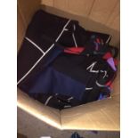 A box containing wet suits