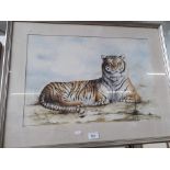 A watercolour of a tiger