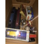 A box of toys to include Dandy, trains, etc.